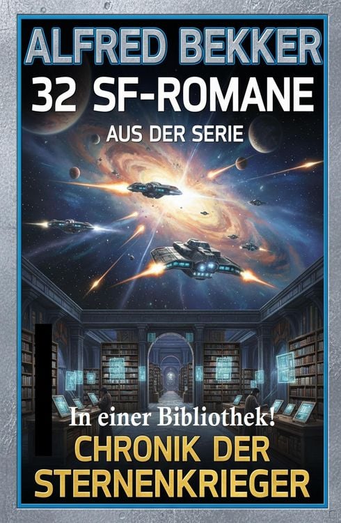 Produktbild: 32 SF-Romane aus der Serie Chronik der Sternenkrieger in einer Bibliothek