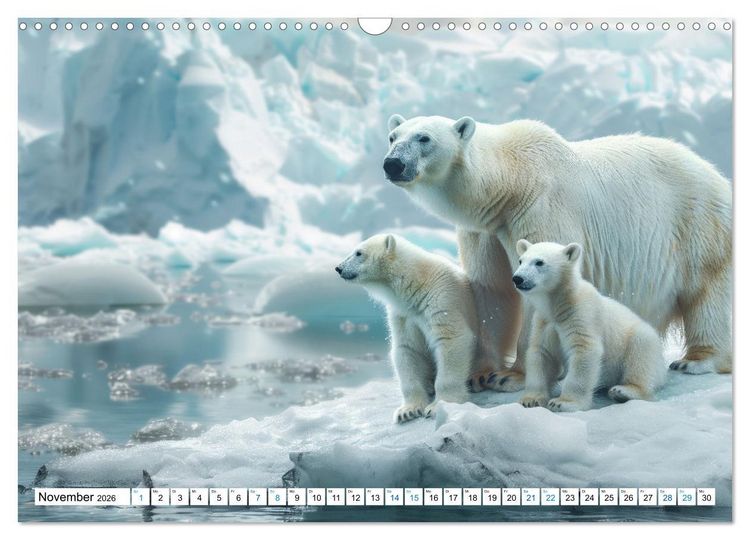 Produktbild: Wei&szlig;e W&auml;chter des Nordens: Ein Jahr im Reich der Eisb&auml;ren (Wandkalender 2026 DIN A3 quer), CALVENDO Monatskalender