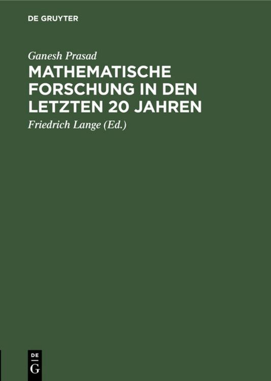 Produktbild: Mathematische Forschung in den letzten 20 Jahren