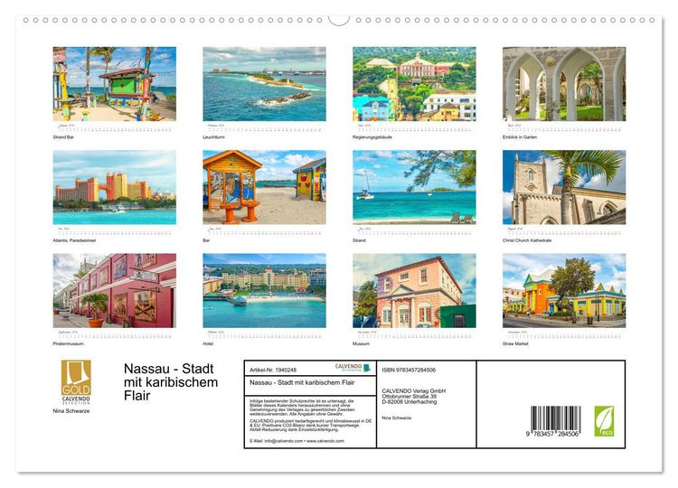 Produktbild: Nassau - Stadt mit karibischem Flair (hochwertiger Premium Wandkalender 2026 DIN A2 quer), Kunstdruck in Hochglanz