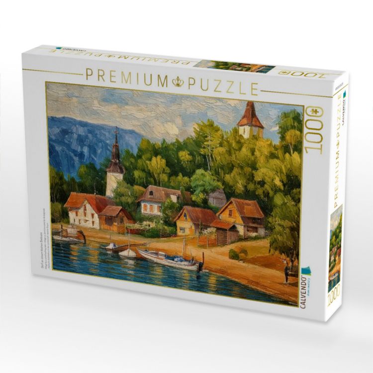 Produktbild: CALVENDO Puzzle Dorf an einem kleinen Badesee | 1000 Teile Lege-Gr&ouml;&szlig;e 64x48cm Foto-Puzzle f&uuml;r gl&uuml;ckliche Stunden