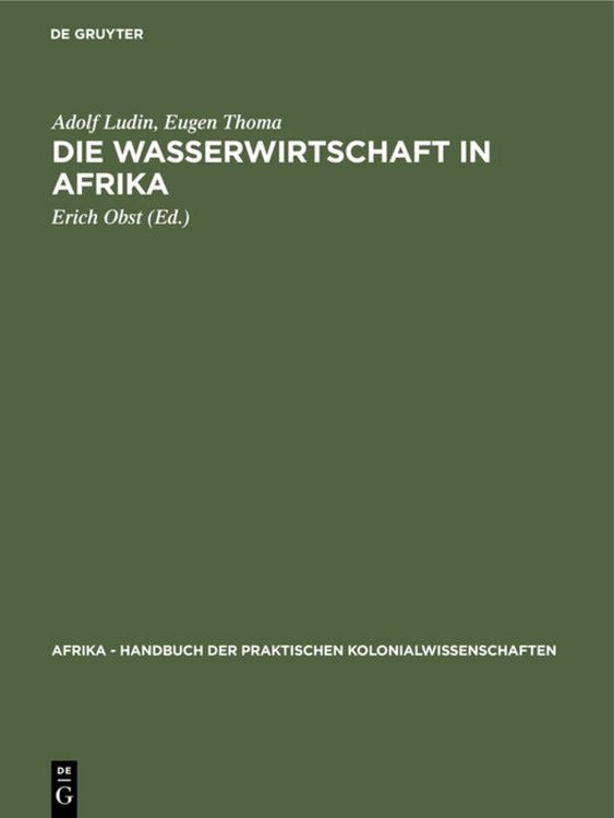 Produktbild: Die Wasserwirtschaft in Afrika