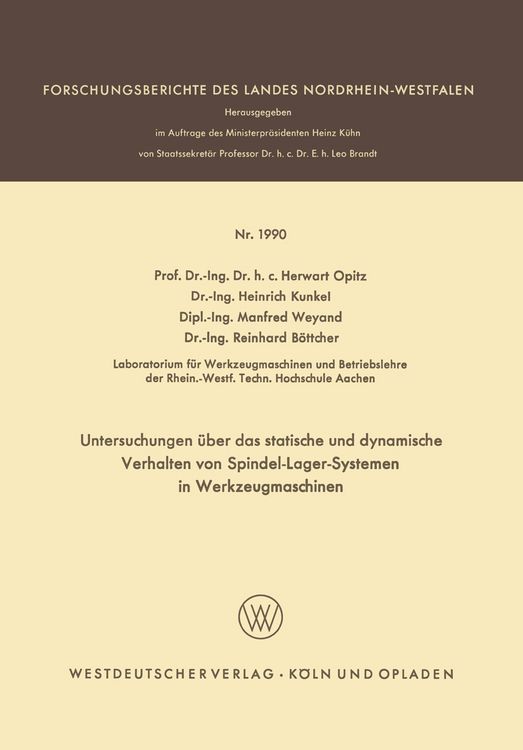 Produktbild: Untersuchungen &uuml;ber das statische und dynamische Verhalten von Spindel-Lager-Systemen in Werkzeugmaschinen