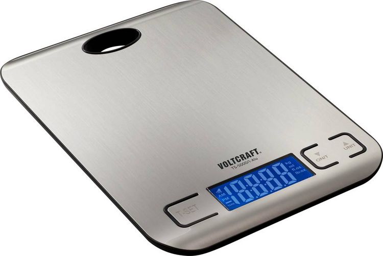 Produktbild: VOLTCRAFT TS-5000/1-Alu Briefwaage TS-5000/1-Alu W&auml;gebereich (max.) 5 kg Ablesbarkeit 1 g batteriebetrieben Edelstahl