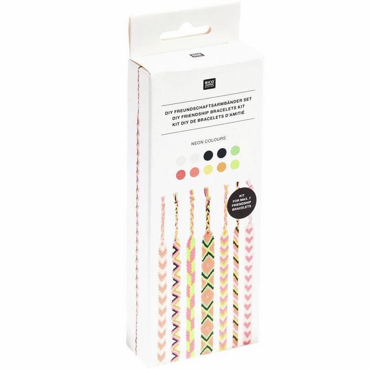 Produktbild: DIY Freundschaftsarmb&auml;nder Set, Neon Colours 10 x 8 m Stickgarn in 7 verschiedenen Farben, 100 % Baumwolle und Neon 100% Polyester