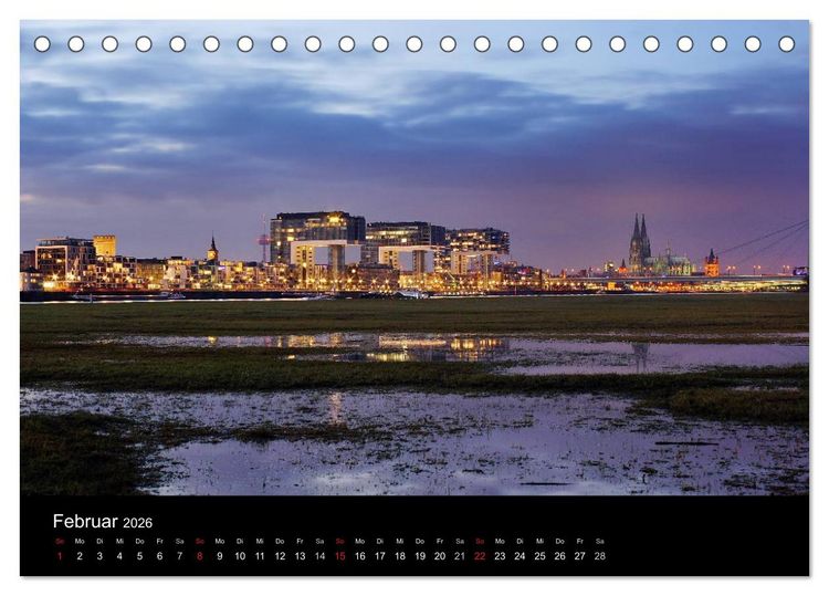 Produktbild: k&ouml;ln dunkel bunt - Die Stadt in anderem Licht! (Tischkalender 2026 DIN A5 quer), CALVENDO Monatskalender