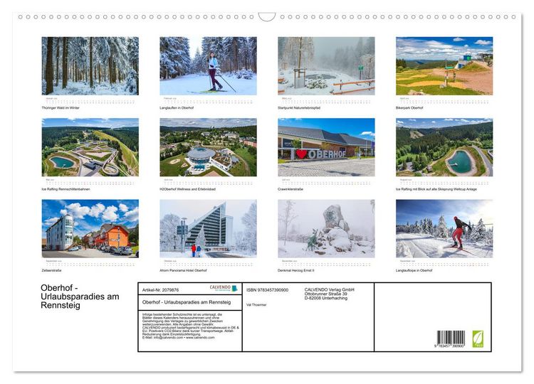 Produktbild: Oberhof - Urlaubsparadies am Rennsteig (Wandkalender 2026 DIN A2 quer), CALVENDO Monatskalender