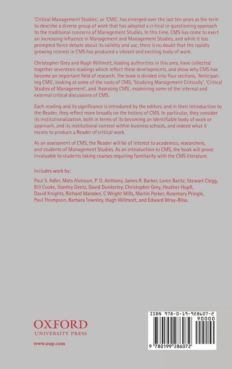 Produktbild: Critical Management Studies