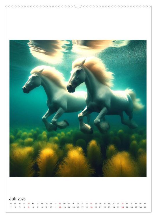Produktbild: Pferde unter Wasser - Saddle up, die Tauchfahrt beginnt (hochwertiger Premium Wandkalender 2026 DIN A2 hoch), Kunstdruck in Hochglanz