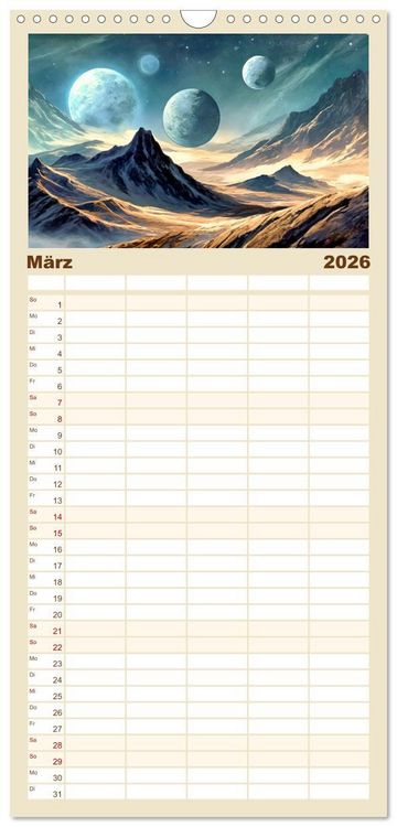 Produktbild: Familienplaner 2026 - Der Zauber fremder Welten mit 5 Spalten (Wandkalender, 21 x 45 cm) CALVENDO