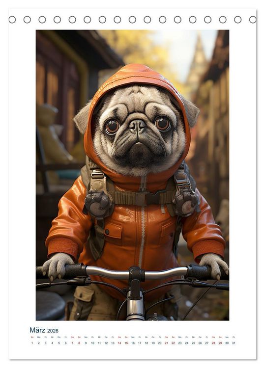Produktbild: Der kleine Mops (Tischkalender 2026 DIN A5 hoch), CALVENDO Monatskalender