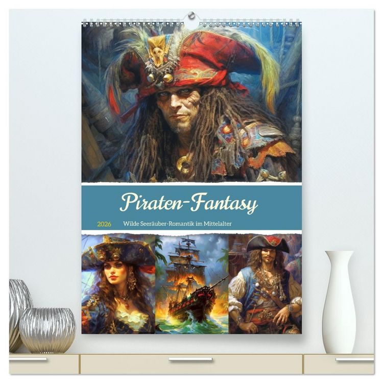 Produktbild: Piraten-Fantasy. Wilde Seer&auml;uber-Romantik im Mittelalter (hochwertiger Premium Wandkalender 2026 DIN A2 hoch), Kunstdruck in Hochglanz