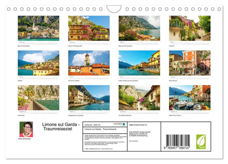 Produktbild: Limone sul Garda - Traumreiseziel (Wandkalender 2026 DIN A4 quer), CALVENDO Monatskalender