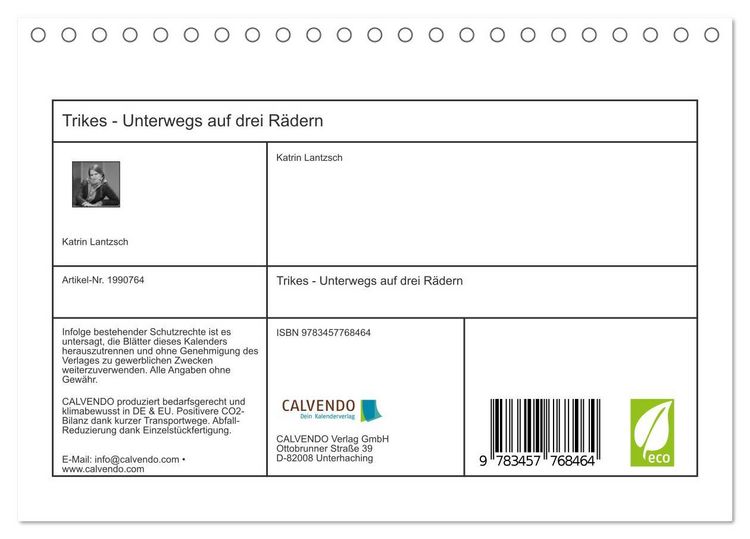 Produktbild: Trikes - Unterwegs auf drei R&auml;dern (Tischkalender 2026 DIN A5 quer), CALVENDO Monatskalender