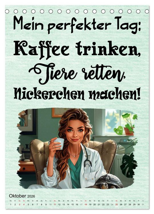 Produktbild: Tierarztspr&uuml;che (Tischkalender 2026 DIN A5 hoch), CALVENDO Monatskalender