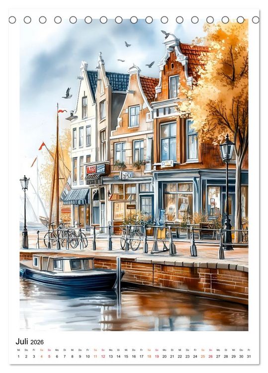 Produktbild: Amsterdam - Fahrr&auml;der, Giebel, Grachten (Tischkalender 2026 DIN A5 hoch), CALVENDO Monatskalender