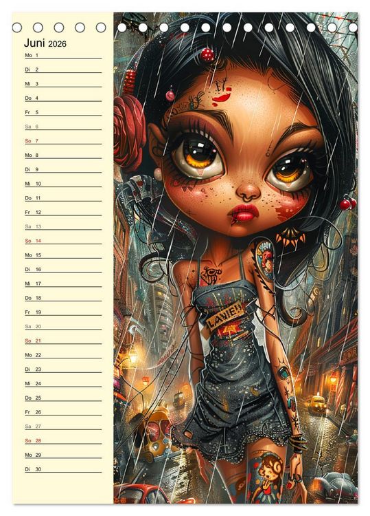 Produktbild: Rockabilly. Strange Comic-Kunst Girls im 50er-Jahre Stil (Tischkalender 2026 DIN A5 hoch), CALVENDO Monatskalender