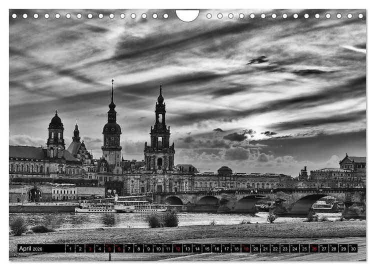 Produktbild: Dresden Faszination Schwarz Weiss (Wandkalender 2026 DIN A4 quer), CALVENDO Monatskalender