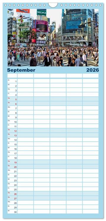 Produktbild: Familienplaner 2026 - Die 12 meistbesuchten St&auml;dte der Welt mit 5 Spalten (Wandkalender, 21 x 45 cm) CALVENDO