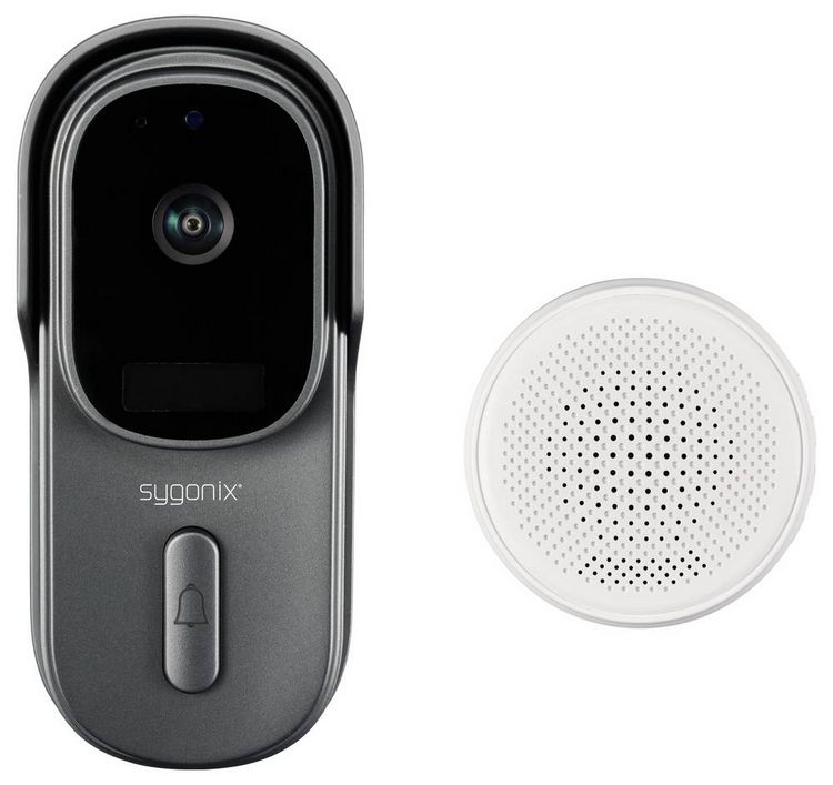 Produktbild: Sygonix IP-Video-T&uuml;rsprechanlage WLAN, Funk Grau, Wei&szlig;