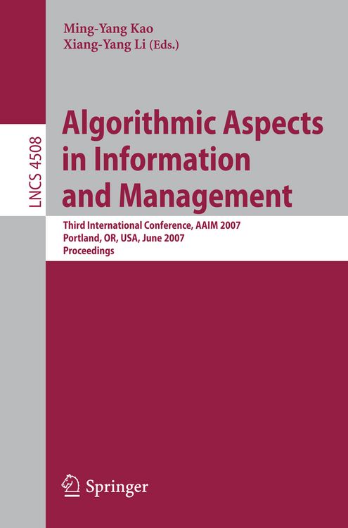 Produktbild: Algorithmic Aspects in Information and Management