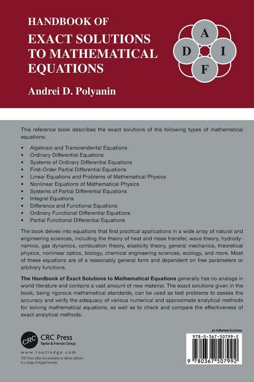 Produktbild: Handbook of Exact Solutions to Mathematical Equations