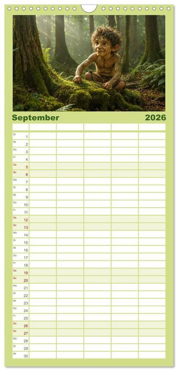 Produktbild: Familienplaner 2026 - Keltische Legenden - Die kleinen Wesen der Natur mit 5 Spalten (Wandkalender, 21 x 45 cm) CALVENDO