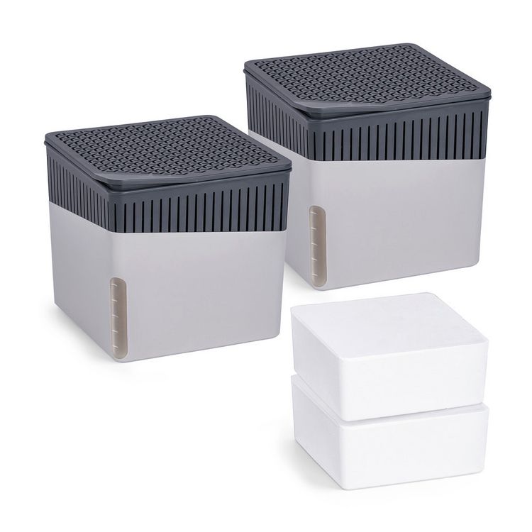 Produktbild: Raumentfeuchter Mod. Cube Grau 500 g, 2er Set, beugt Schimmel und Ger&uuml;chen vor