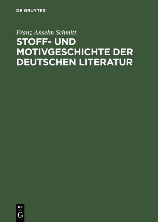 Produktbild: Stoff- und Motivgeschichte der deutschen Literatur