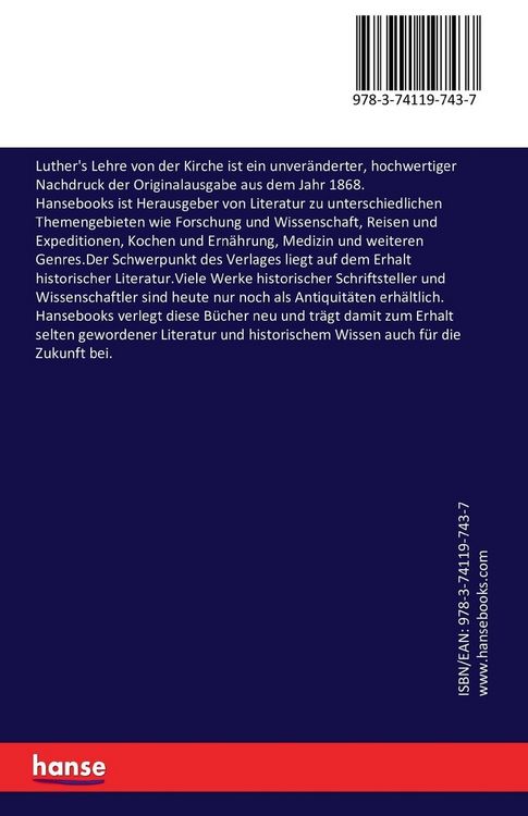 Produktbild: Luther's Lehre von der Kirche