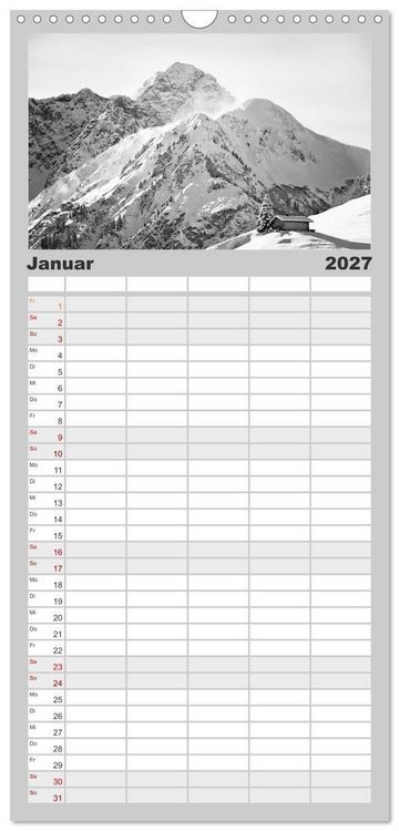 Produktbild: Familienplaner 2027 - Traumhafte Allg&auml;uer Alpen mit 5 Spalten (Wandkalender, 21 x 45 cm) CALVENDO
