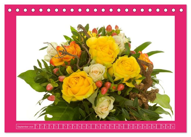 Produktbild: F&uuml;r jeden Monat ein Dankesch&ouml;n an Dich! - 12 Blumenstr&auml;u&szlig;e (Tischkalender 2026 DIN A5 quer), CALVENDO Monatskalender