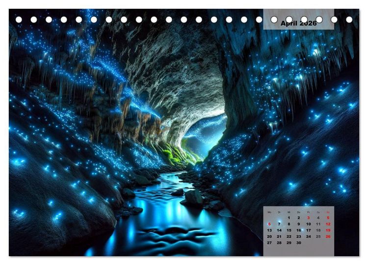 Produktbild: Die sch&ouml;nsten Naturwunder - Betrachtet durch die Augen der KI (Tischkalender 2026 DIN A5 quer), CALVENDO Monatskalender