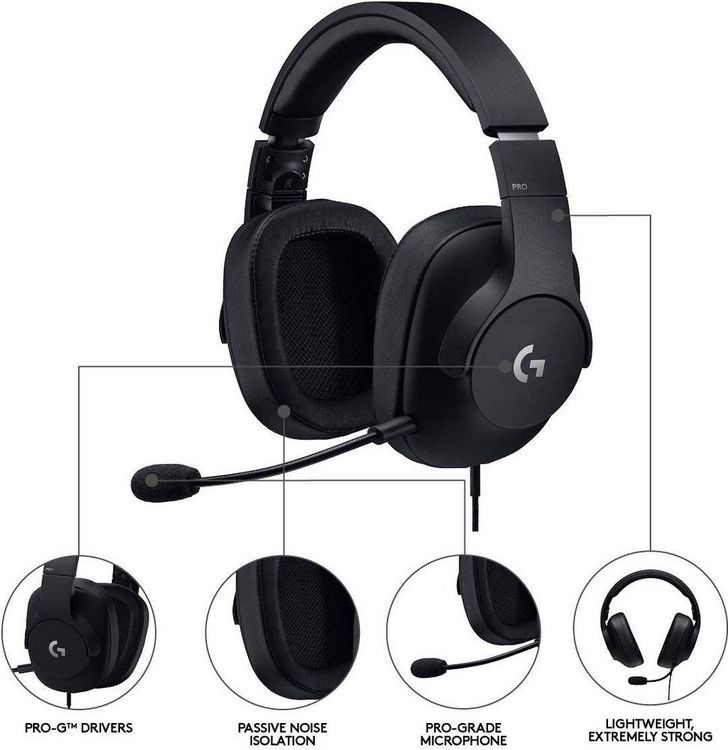 Produktbild: Logitech Gaming G Pro X Gaming Over Ear Headset kabelgebunden 7.1 Surround Schwarz Mikrofon-Rauschunterdrückung, Noise Cancelling Lautstärkeregelun
