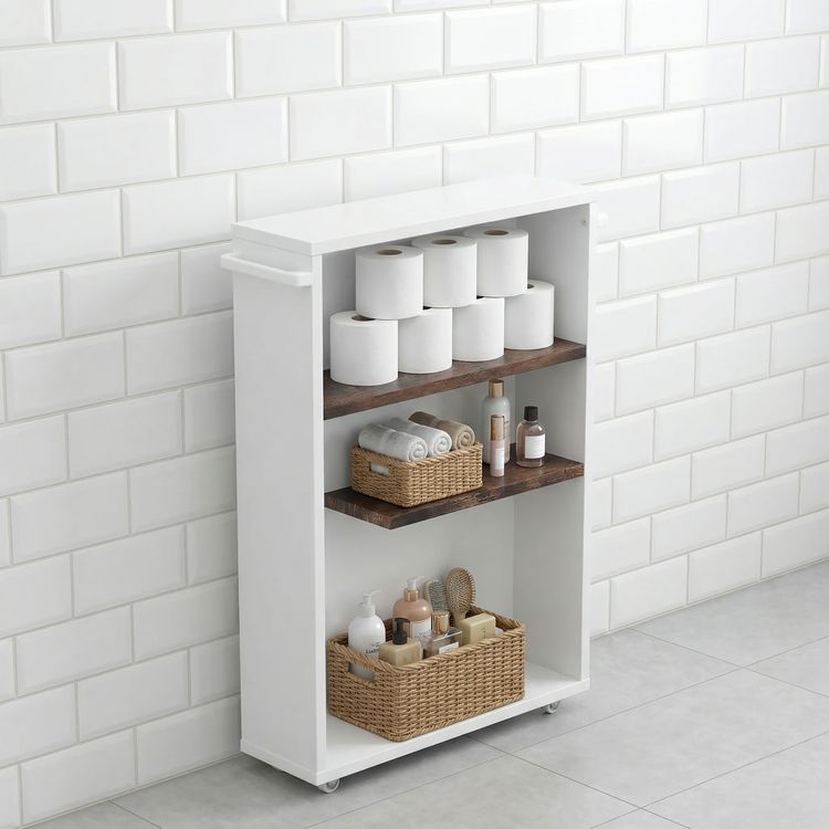 Produktbild: Holz Badschrank Nischenregal Nilari 61 x 20 x 45