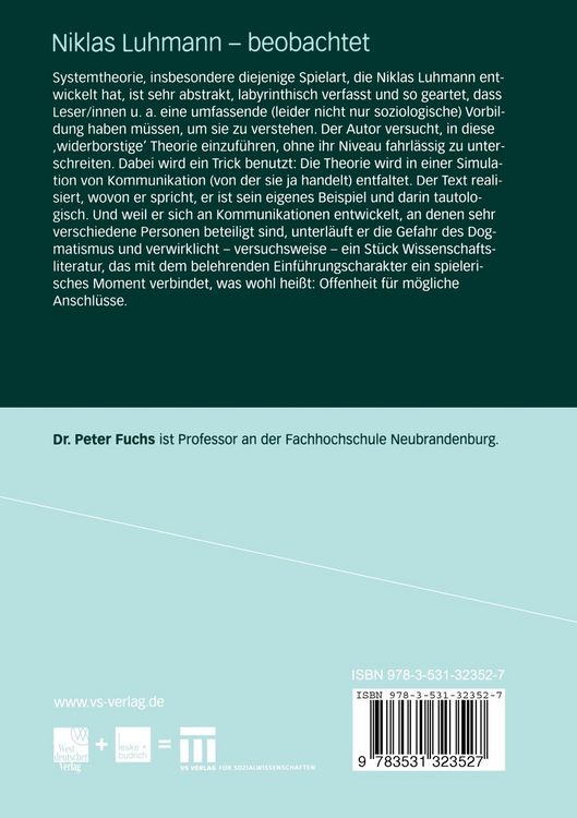 Produktbild: Niklas Luhmann &mdash; beobachtet