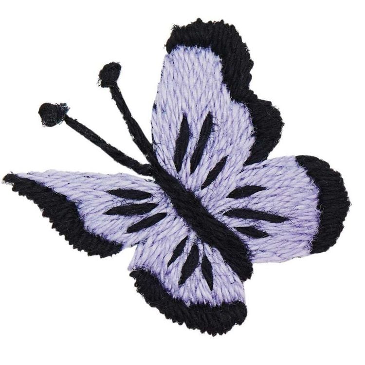 Produktbild: Stick & Stitch Packung, Schmetterlinge, bunt, 21 Stk., inkl. wasserl&ouml;slicher, bedruckter Stickvorlage, Stickgarn, Sticknadel, Anl.
