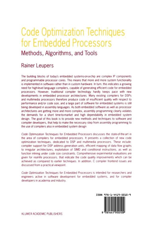 Produktbild: Code Optimization Techniques for Embedded Processors