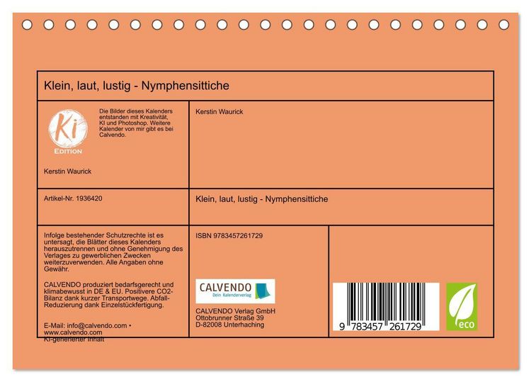 Produktbild: Klein, laut, lustig - Nymphensittiche (Tischkalender 2026 DIN A5 quer), CALVENDO Monatskalender