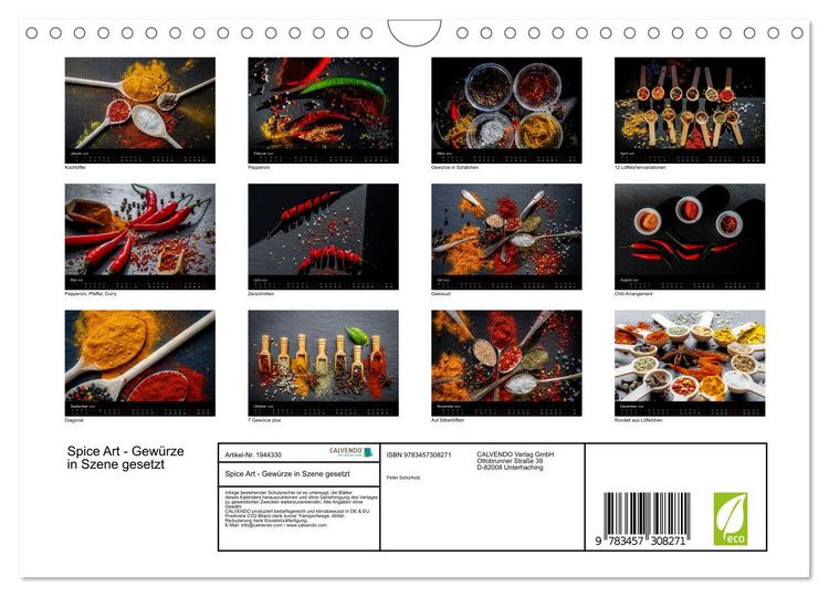 Produktbild: Spice Art - Gew&uuml;rze in Szene gesetzt (Wandkalender 2026 DIN A4 quer), CALVENDO Monatskalender