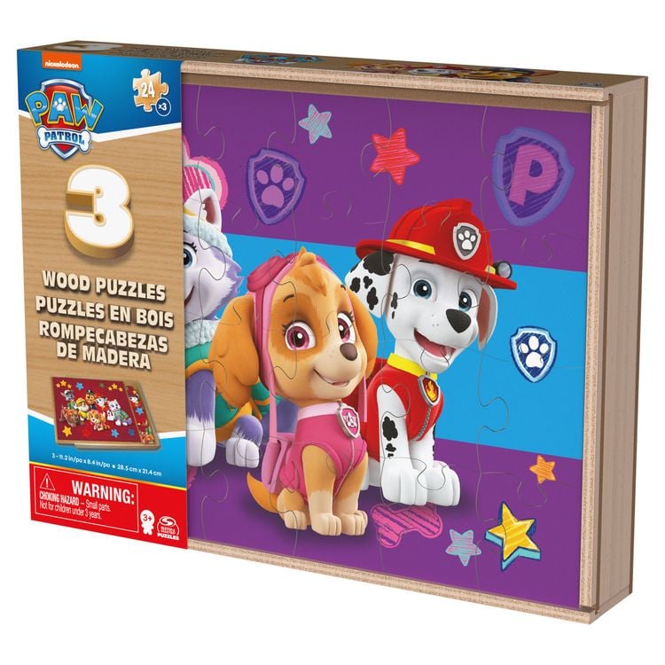 Produktbild: PAW Patrol Holzpuzzle-Sammlung, 3er Set mit stabiler Holzbox