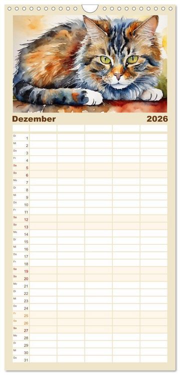 Produktbild: Familienplaner 2026 - Samtpfoten im Portrait mit 5 Spalten (Wandkalender, 21 x 45 cm) CALVENDO