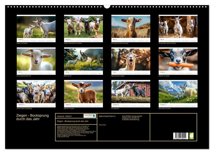 Produktbild: Ziegen - Bocksprung durch das Jahr (Wandkalender 2026 DIN A2 quer), CALVENDO Monatskalender