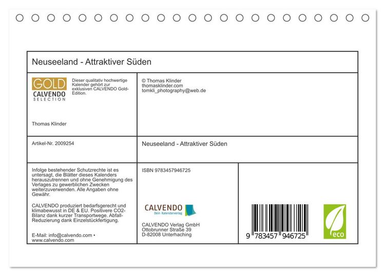 Produktbild: Neuseeland - Attraktiver S&uuml;den (Tischkalender 2026 DIN A5 quer), CALVENDO Monatskalender