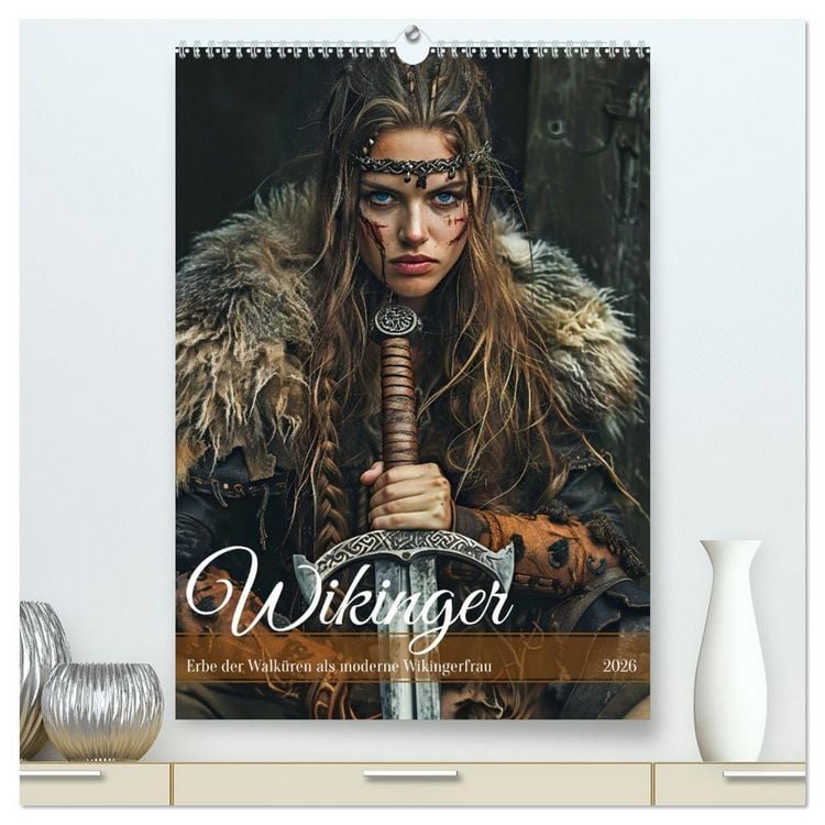 Produktbild: Wikinger - Erbe der Walk&uuml;ren als moderne Wikingerfrau (hochwertiger Premium Wandkalender 2026 DIN A2 hoch), Kunstdruck in Hochglanz
