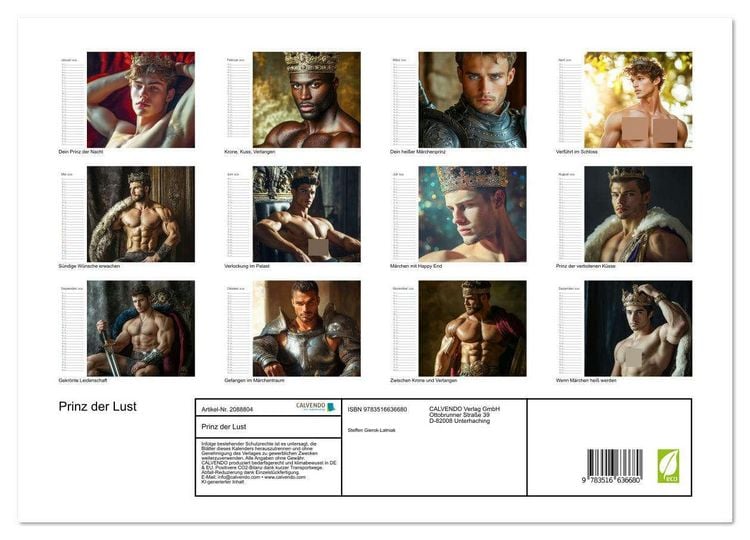 Produktbild: Prinz der Lust (Wandkalender 2026 DIN A3 quer), CALVENDO Monatskalender