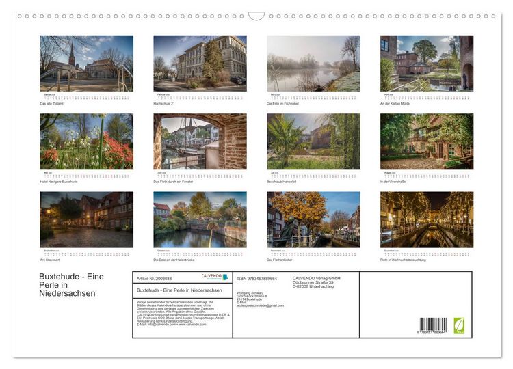 Produktbild: Buxtehude - Eine Perle in Niedersachsen (Wandkalender 2026 DIN A2 quer), CALVENDO Monatskalender