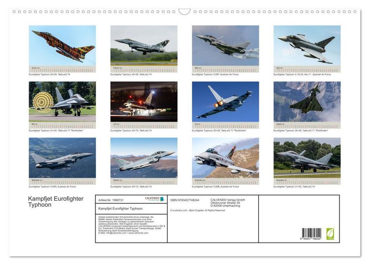 Produktbild: Kampfjet Eurofighter Typhoon (Wandkalender 2026 DIN A2 quer), CALVENDO Monatskalender