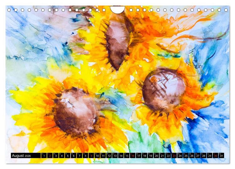 Produktbild: Blumenjahr - Bunte Bl&uuml;ten in Aquarell (Wandkalender 2026 DIN A4 quer), CALVENDO Monatskalender