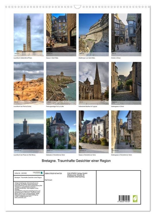 Produktbild: Bretagne. Traumhafte Gesichter einer Region (Wandkalender 2026 DIN A2 hoch), CALVENDO Monatskalender